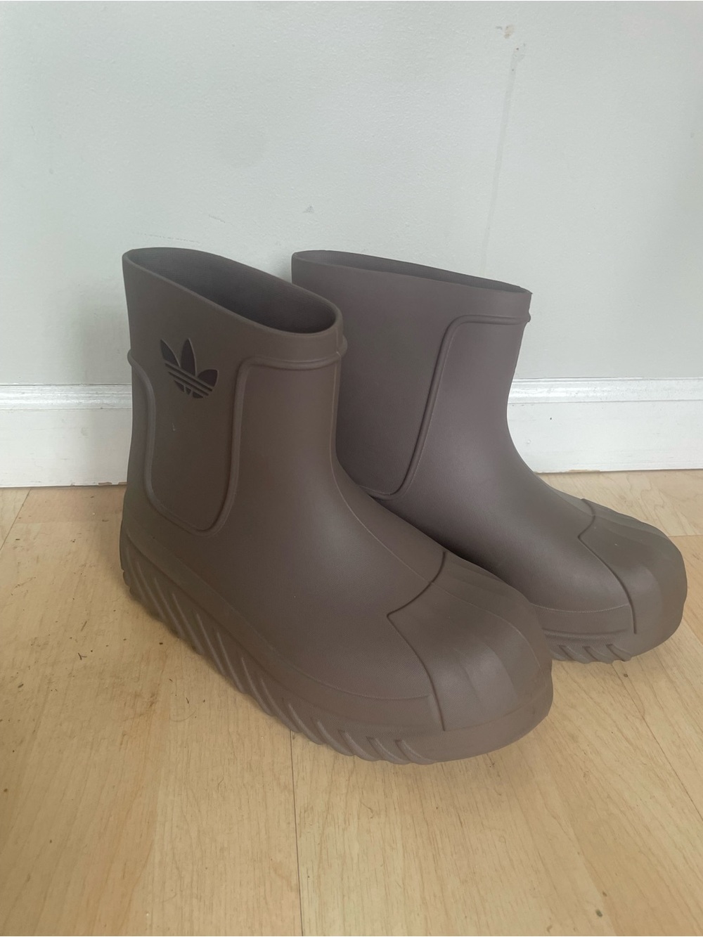 adidas Taupe Short Waterproof Rain Boots with Trefoil